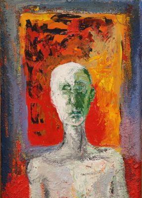 une image représentant un tableau d'un homme dans une pièce rouge