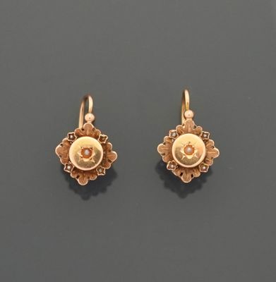 Boucles d'orelles dormeuse Plaqué Or et perre de couleur, percée. | Aros