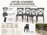 Lot de 4 chaises de jardin en plastique