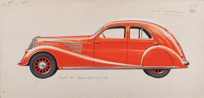 drawing of an orange car on a white background with writing