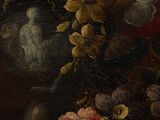 painting of a still life of flowers in a vase on a table