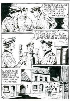 une bande dessinée en noir et blanc représentant un homme en uniforme en train de parler à un autre homme