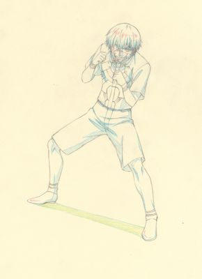 dessin représentant un homme tenant une batte de baseball dans la main droite