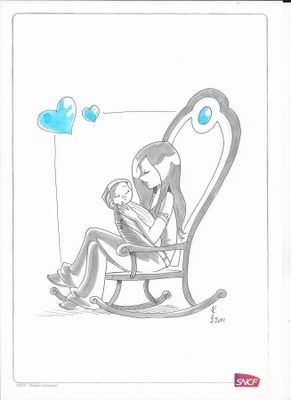 Katia Even - "Le rocking-chair" - Dessin original sur feuill…