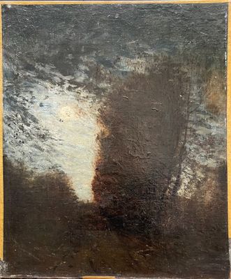 an image of a painting of trees in a wooded area