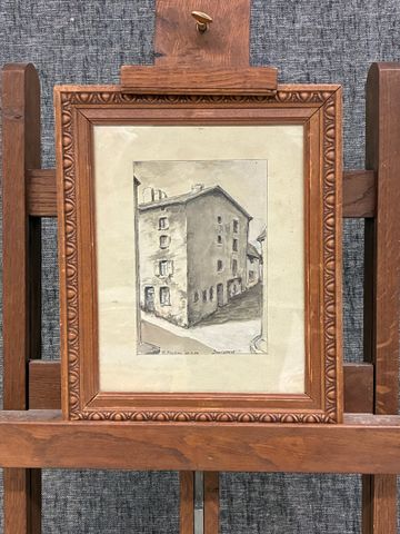 M. PINCHON « Maison à Bourganeuf ». Encre et lavis. Signé en bas ...