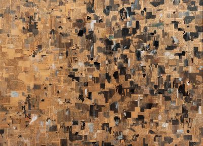 a brown and black mosaic pattern on the wall of a building