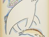 an image of a drawing of a goat and a bird