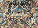 un tapis oriental orné d'un motif bleu et rouge