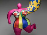 a close up of a figurine of a person holding a large object