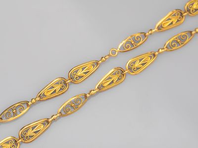 Collier en or jaune 750°/°° (18K), à maille goutte et ovale … - Photo 1