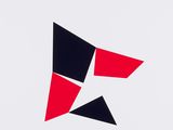 an image of a red and black star logo on a white background