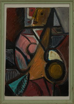 École du XXe siècle Portrait en buste cubiste Huile sur cart…