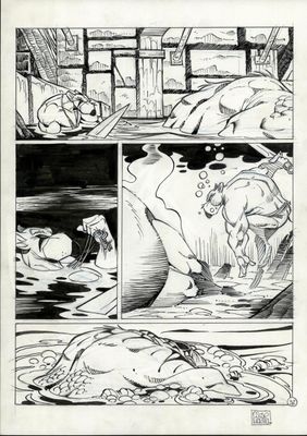 une image en noir et blanc tirée d'une bande dessinée représentant un homme dans un bateau