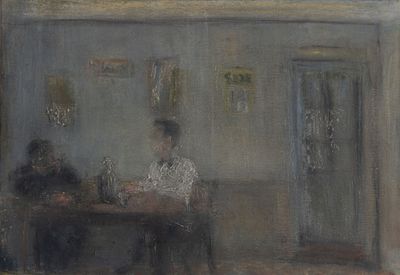 Hervé THIBAULT (né en 1944) Scène de café Huile sur toile, s…