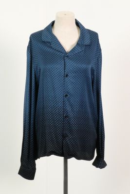 THE KOOPLES - Chemisier en viscose à pois bleu et noir.