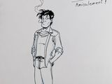 drawing of a man standing with his hands on his hips