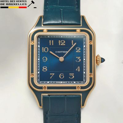 an image of a watch with a blue dial on a green strap