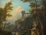 an image of a painting of a man and a woman in a wooded landscape