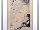 tableau représentant une femme assise par terre, les jambes croisées devant elle