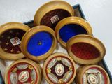a box filled with many different types of buttons