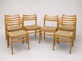 lot de quatre chaises de salle à manger danoises en teck avec assise tressée