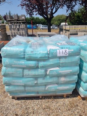 many bags of water sitting on a pallet