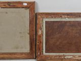 pair of antique wooden picture frames with glass inserts