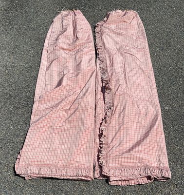 Paire de double rideaux, tissus carreaux doublés
