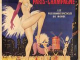 une affiche du film « Paris Champagne » représentant une femme en bikini