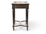a side table with a marble top on a white background