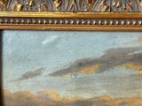 an image of a painting of a man riding a horse in a field