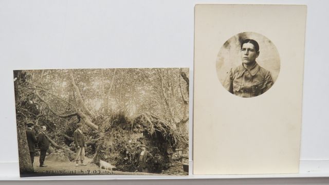 La Courtine Lot de 2 cartes-photos :1) Cyclone du 04/09/1909. TBE...