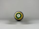 a close up of a pool ball on a table