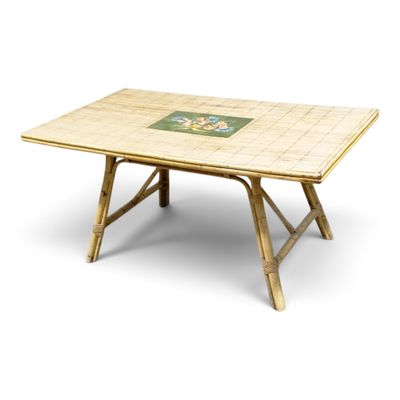 rectangular bamboo dining table with tile top