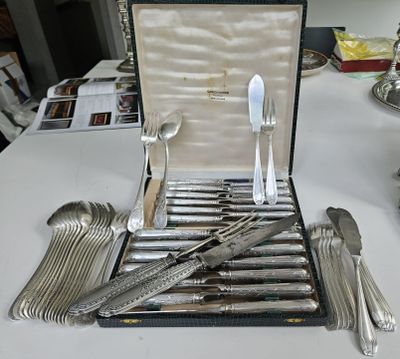 a case with silverware on a table with silverware on it