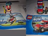 two pictures of a lego city fire truck and a fire truck