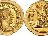 a gold coin with an image of a man on it