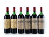 six bouteilles de vin sont alignées dans une rangée