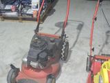 deux tondeuses à gazon qui sont rangées dans le garage