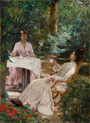 Alexis LAHAYE (FRANCE/ 18501914) Deux élégantes au jard... 74459270