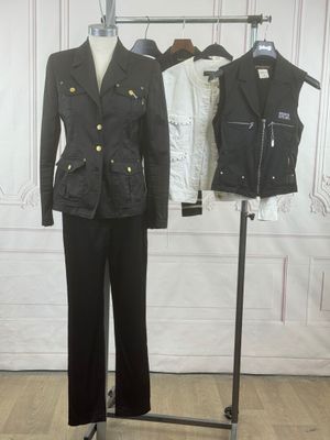 a mannequin in front of a suit and jacket on a stand