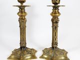 pair of antique brass candlesticks