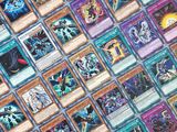 a close up of a table with a bunch of cards on it