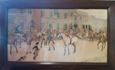 une photo d'une photo d'un tableau représentant une course hippique