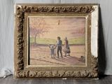 une photo d'un tableau représentant un homme et un chien