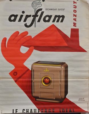 Airflam Affiche lithographiée "le chauffage idéal" technique…