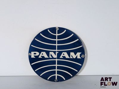 Plaque émaillée ronde Pan Am Diamètre : 30 cm