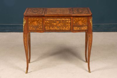 an image of a small wooden table with a drawer on top of it