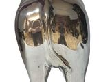 a shiny silver elephant statue on a white background